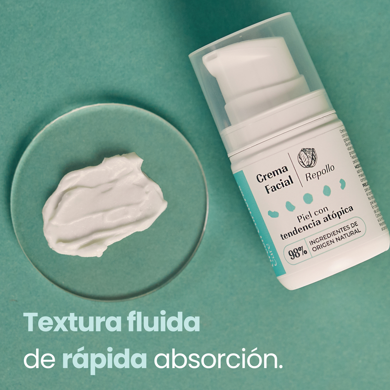 Crema facial de repollo apta para piel atópica.