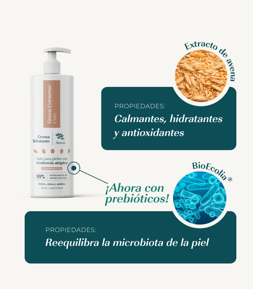 Crema hidratante de avena apta para piel atópica