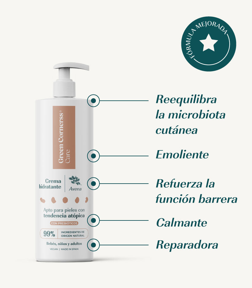 Crema hidratante de avena apta para piel atópica