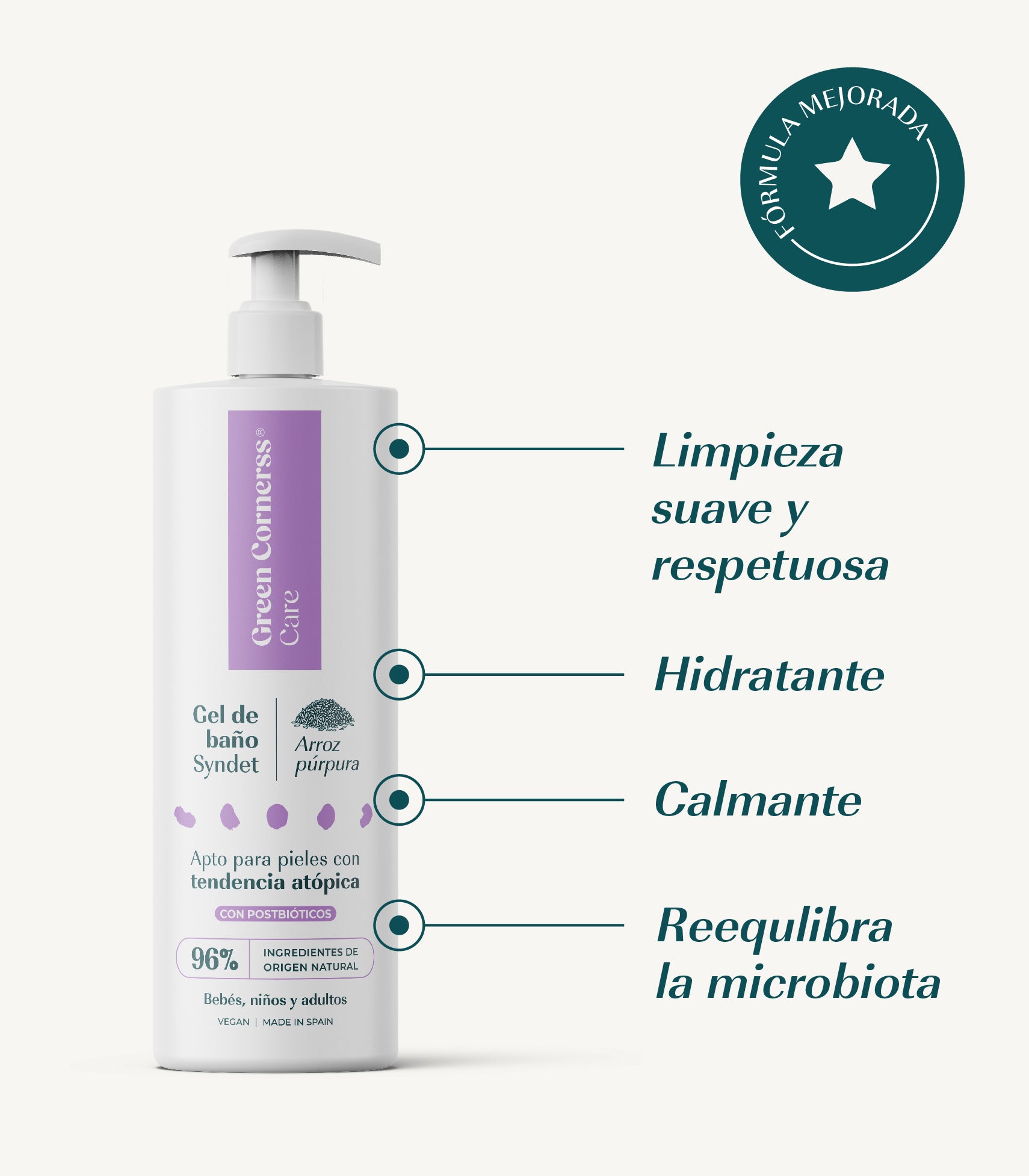 Gel de baño de arroz púrpura apto para piel atópica